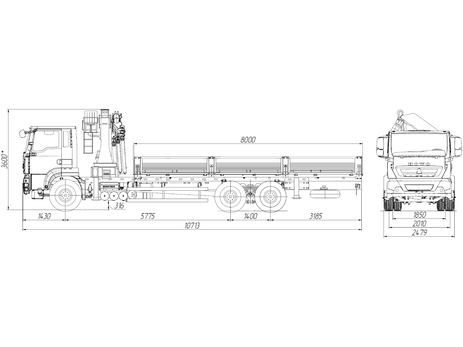 5.1.2.04автомобиль бортовой с кму на шассиhowo t5g 6×4 zz5257jsqn584ge1