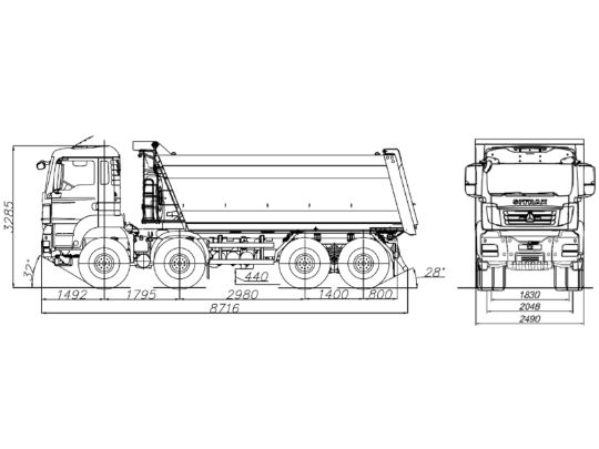 2.1.2.02самосвал sitrak c7h 8х8zz3486v307me20 куб. м.