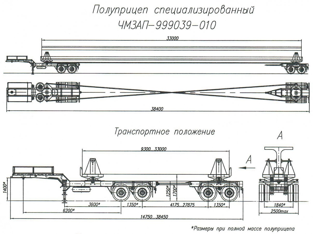 Полуприцеп-балковоз модульный чмзап 999039 по спецификации 010