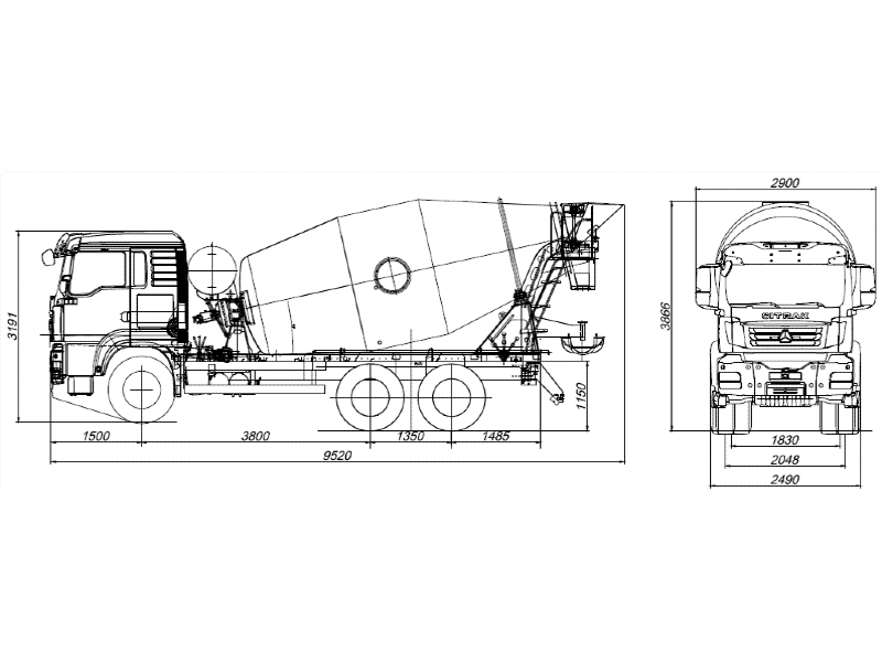 4.2.1.02автобетоносмеситель sitrak c7h 6×4 zz5256gjbv384meобъем барабана 10 куб.м