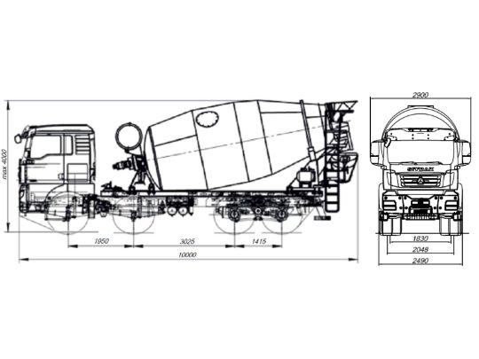 4.2.2.02автобетоносмеситель sitrak c7h 8×4 zz5316gjbv306meобъем барабана 12 куб.м