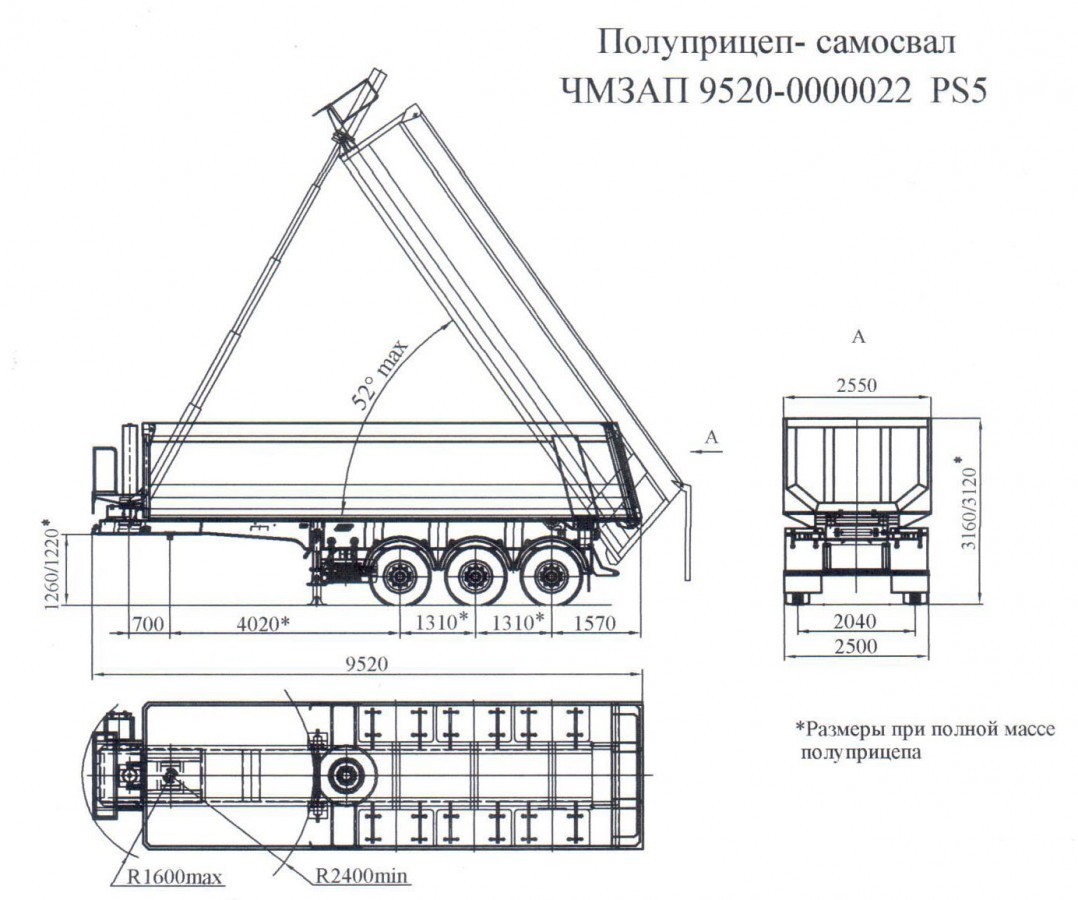 Полуприцеп-самосвал чмзап 9520 по спецификации 022 ps5