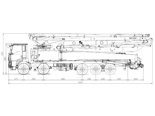 4.2.3.06автобетононасос sitrak c7h 10×4 zz5316gjbv516me длина стрелы 56 м