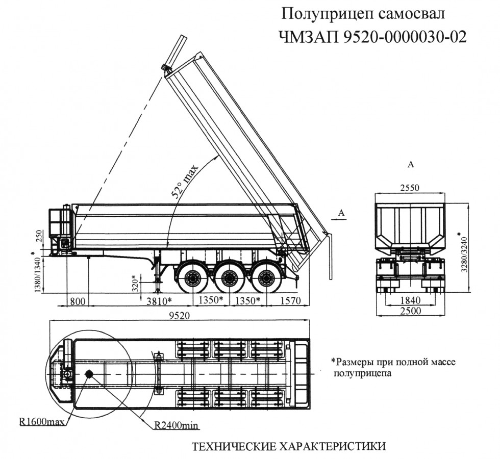 Полуприцеп-самосвал чмзап 9520 по спецификации 030-02