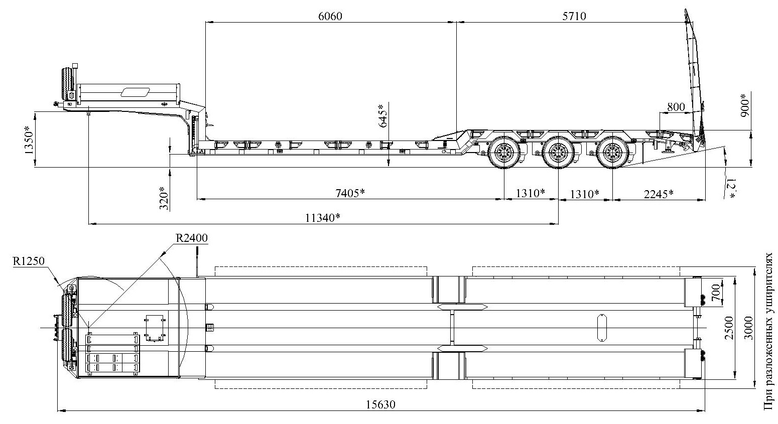 Низкорамный полуприцеп-тяжеловоз чмзап 9906.4 по спецификации 042 hp пп4