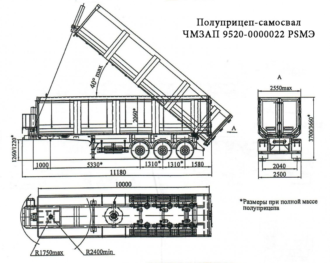 Полуприцеп-самосвал чмзап 9520 по спецификации 022 psmэ