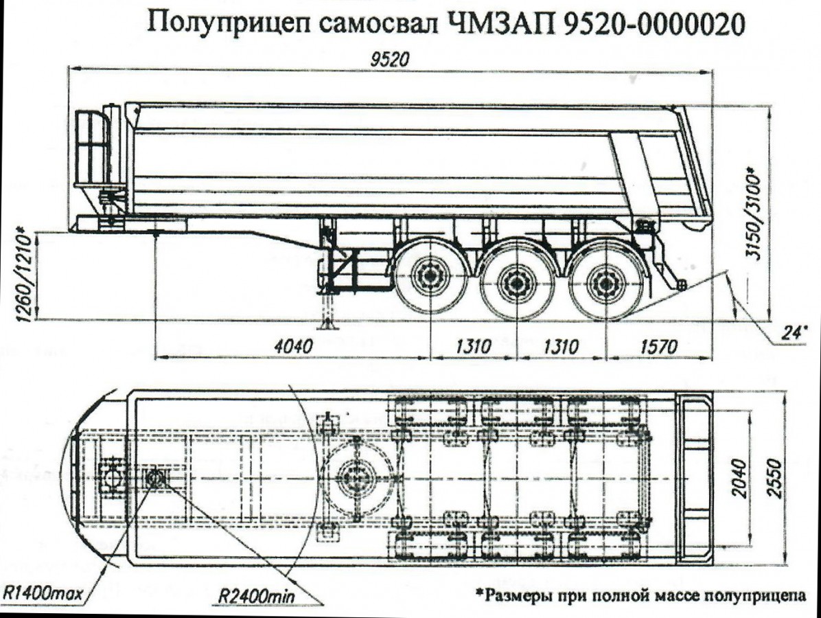 Полуприцеп-самосвал чмзап 9520 по спецификации 020