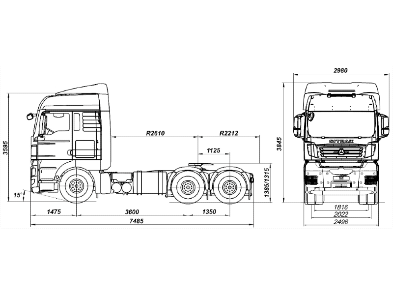 Тягач sitrak c7h 6×4 zz4256v364he