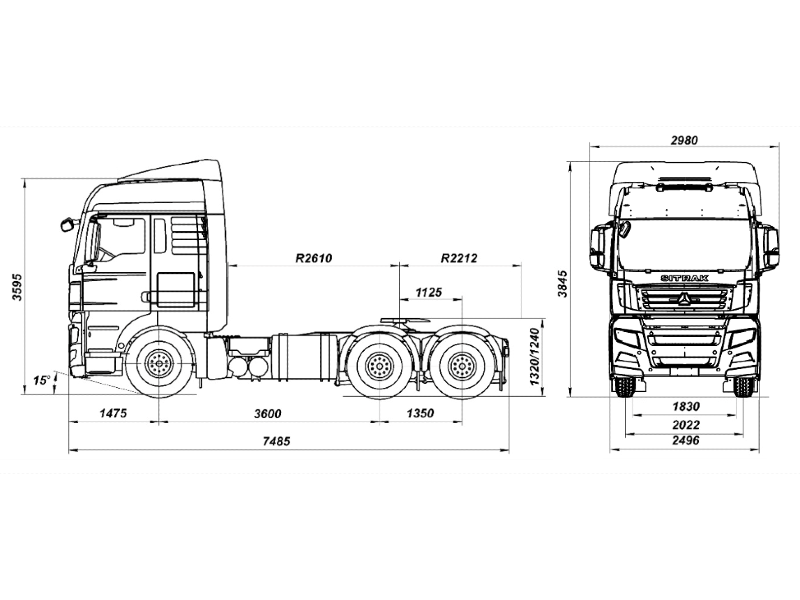 Тягач sitrak c7h 6×4 zz4256v364he adr