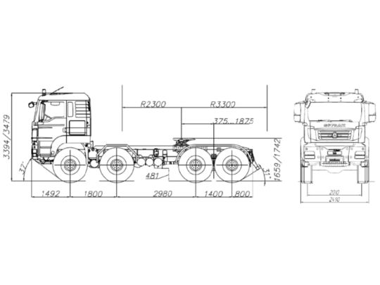 1.3.3.02тягач на шасси sitrak c7h 8×8 zz3486v307me