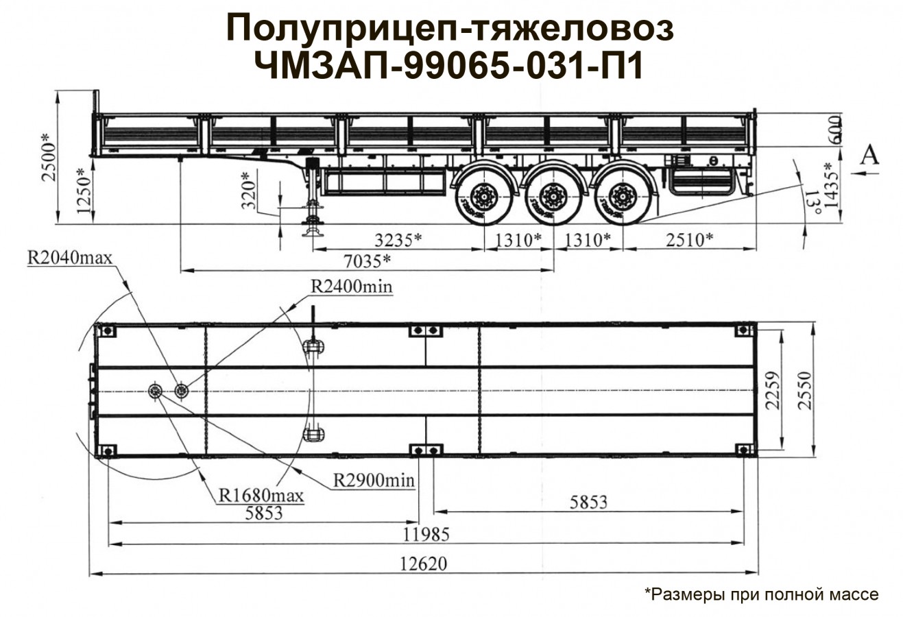 Полуприцеп-тяжеловоз чмзап 99065 по спецификации 031 п1