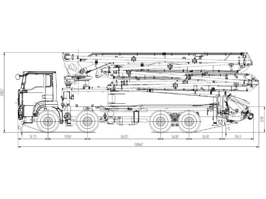 4.2.3.04автобетононасос sitrak c7h 8×4 zz5316gjbv366me длина стрелы 43 м